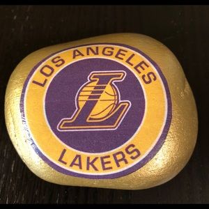 Los Angeles Lakers Painted & Decoupage Rock